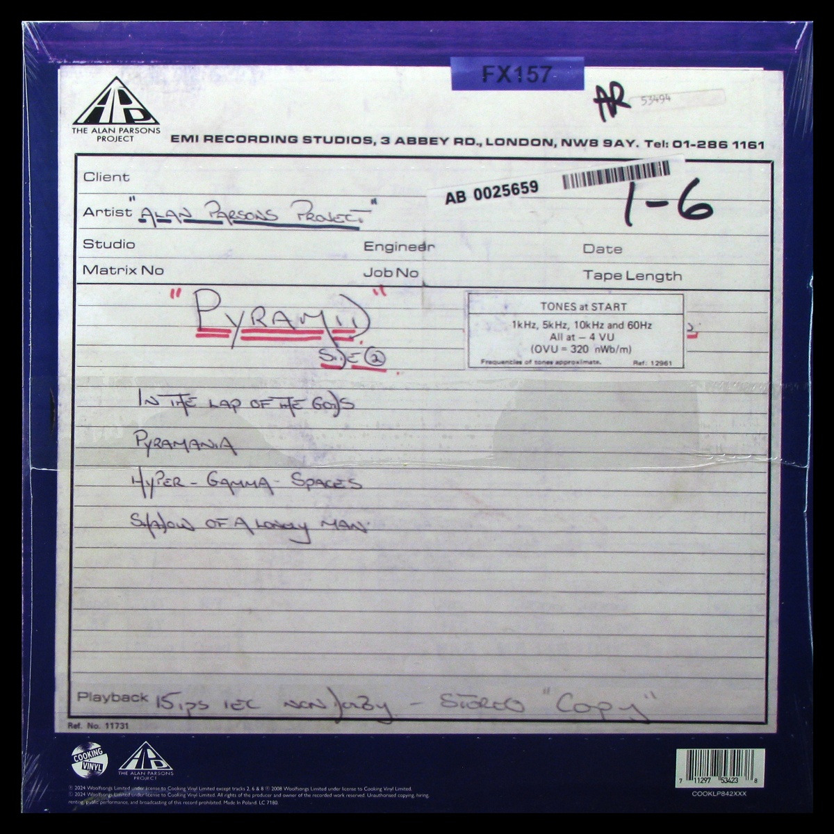 LP Alan Parsons Project — Pyramid Work In Progress (coloured vinyl) фото 2