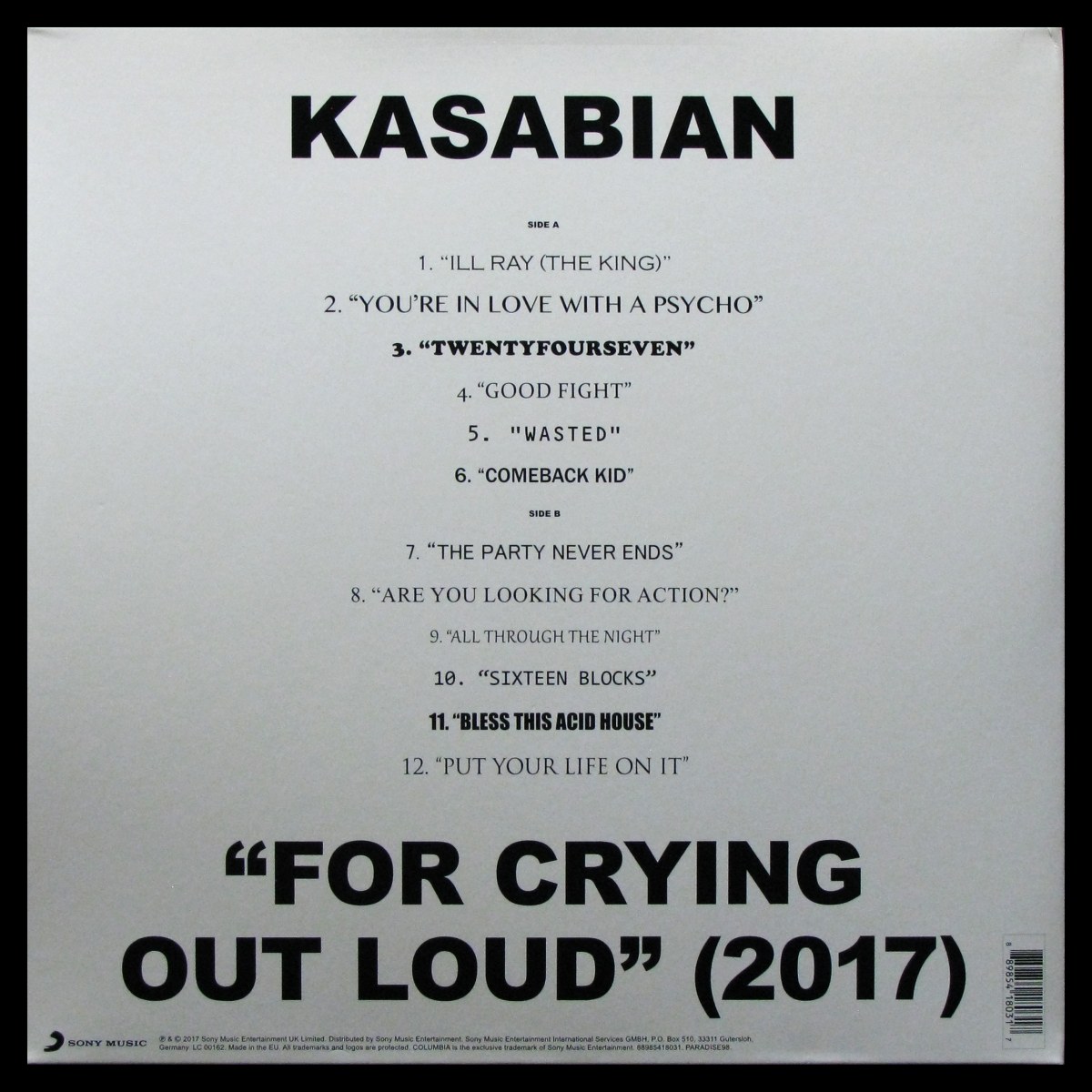 Пластинка Kasabian - For Crying Out Loud (+ booklet, +CD), 2017, NM/NM,  арт. 343562