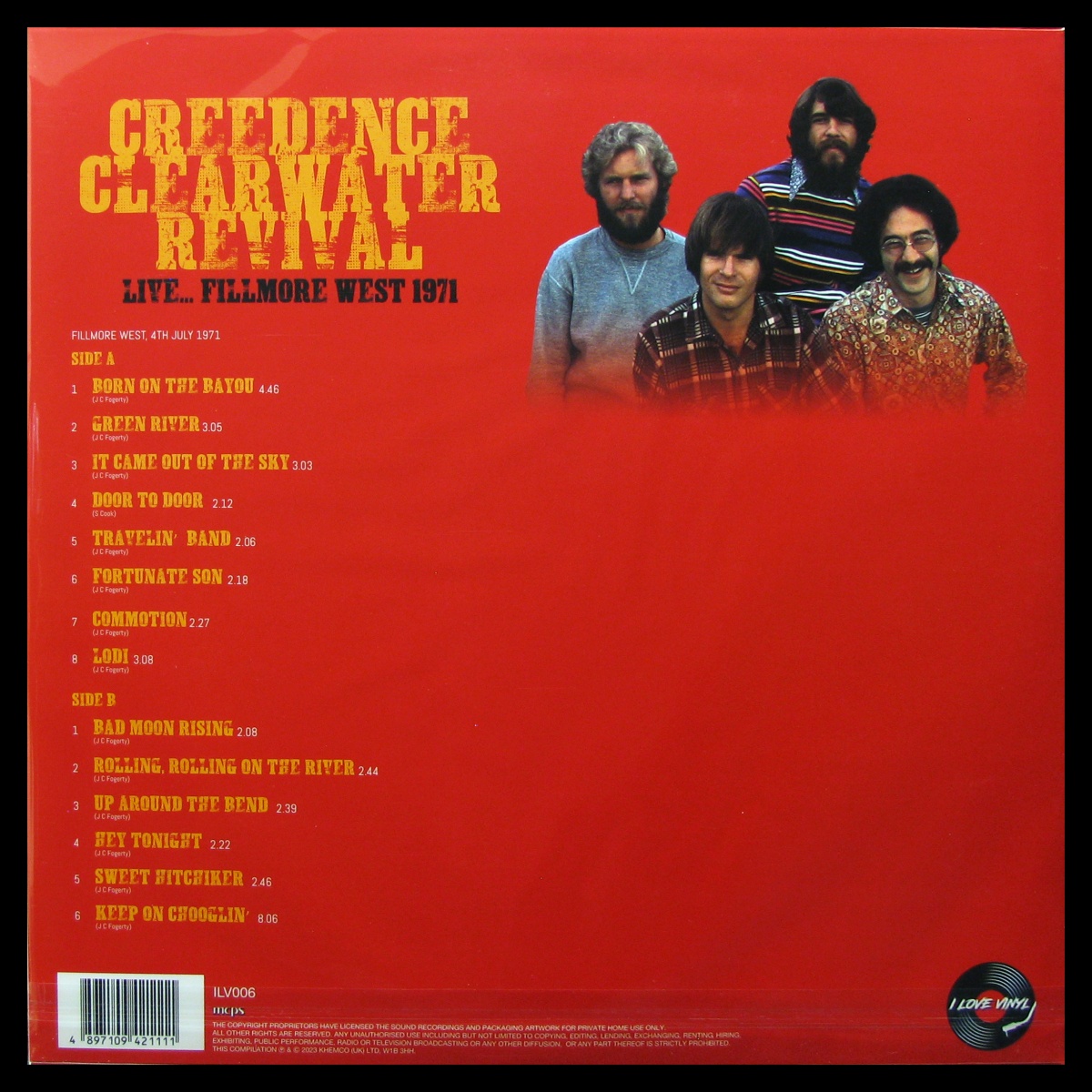 LP Creedence Clearwater Revival — Live... Fillmore West 1971 фото 2