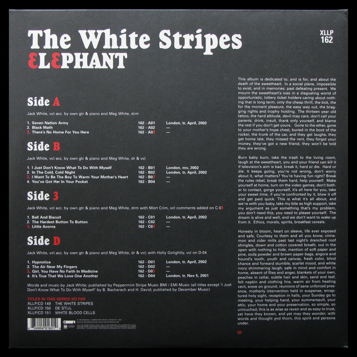 LP White Stripes — Elephant (2LP) фото 2