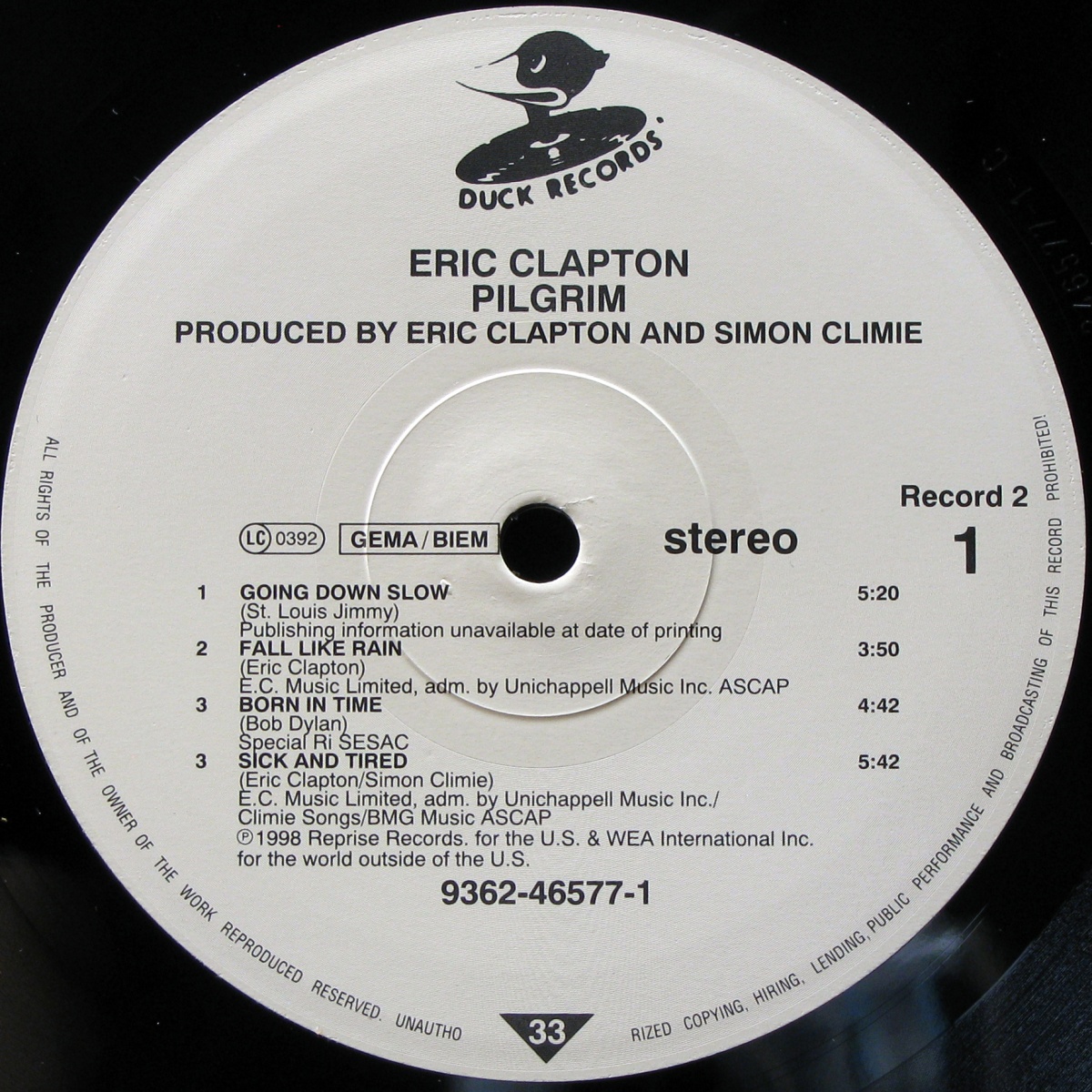 LP Eric Clapton — Pilgrim (2LP) фото 5