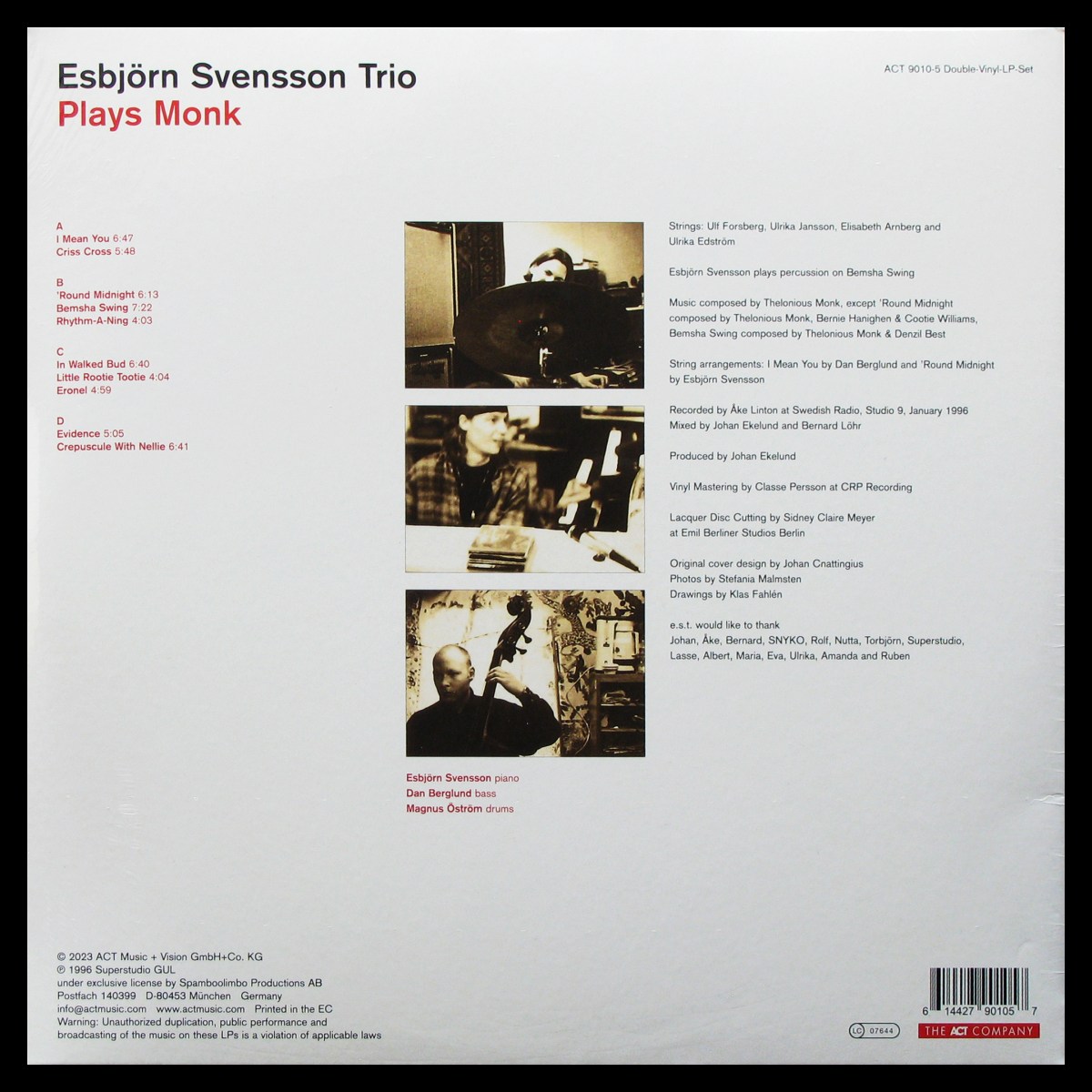 LP Esbjorn Svensson Trio — Esbjorn Svensson Trio Plays Monk (2LP, coloured vinyl) фото 2