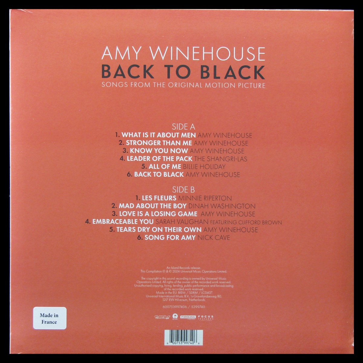 LP Amy Winehouse — Back To Black (Songs From The Original Motion Picture) фото 2