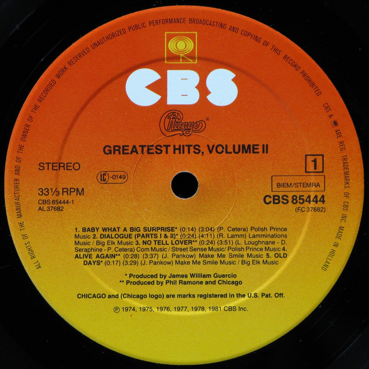 LP Chicago — Greatest Hits, Volume II фото 2