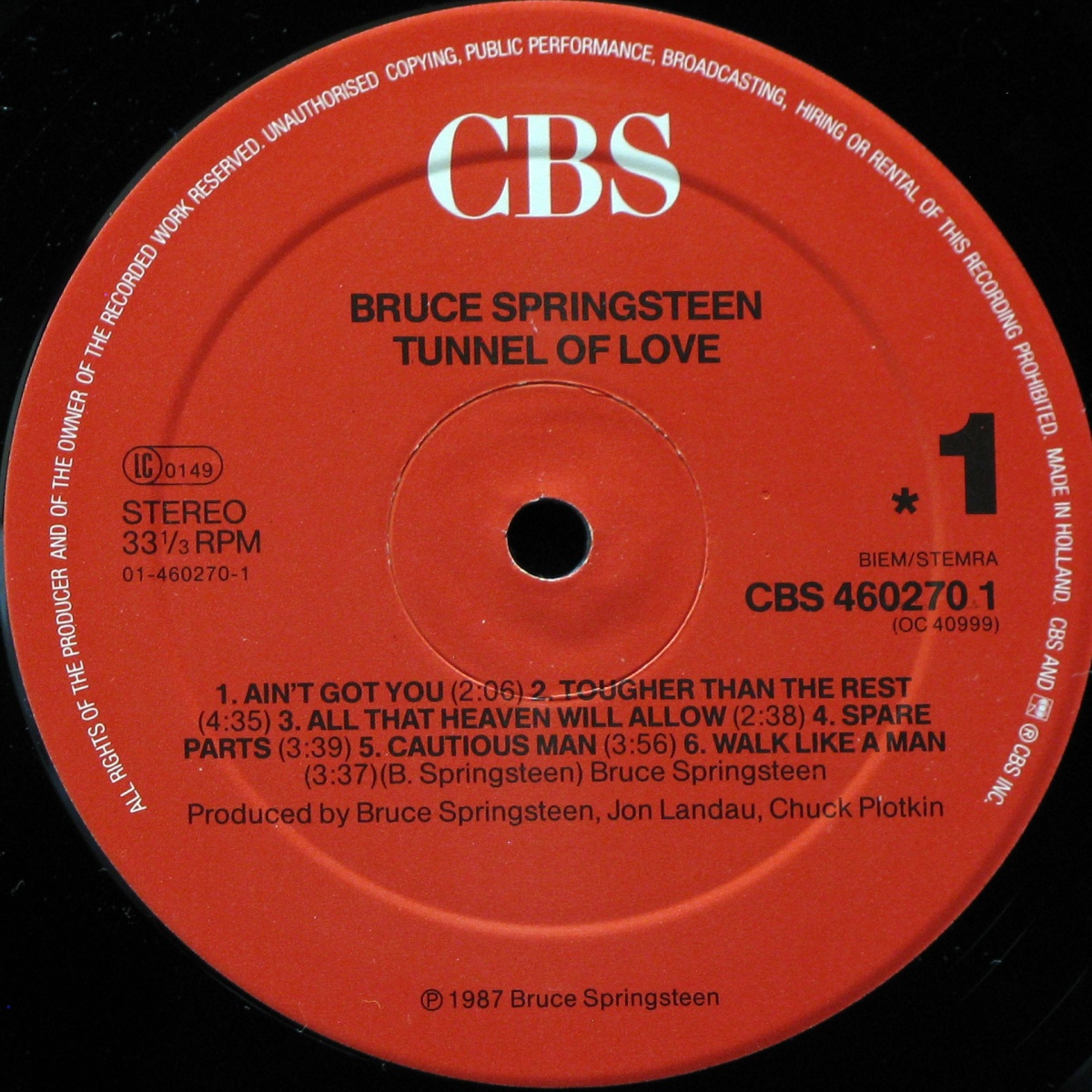 LP Bruce Springsteen — Tunnel Of Love фото 2