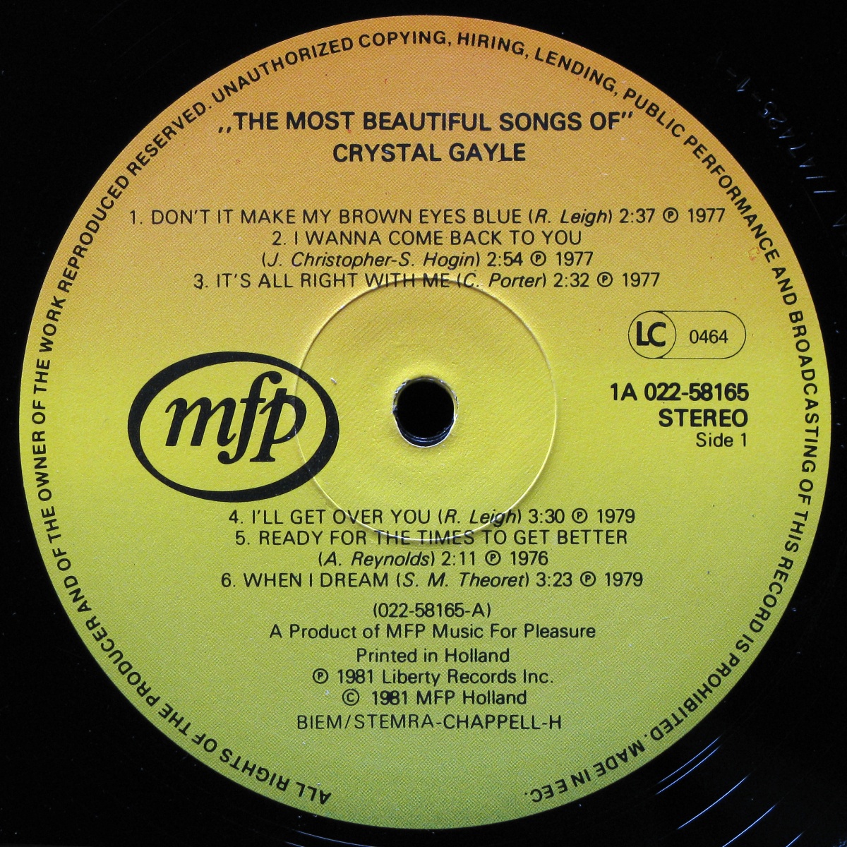 LP Crystal Gayle — Most Beautiful Songs Of Crystal Gayle фото 2