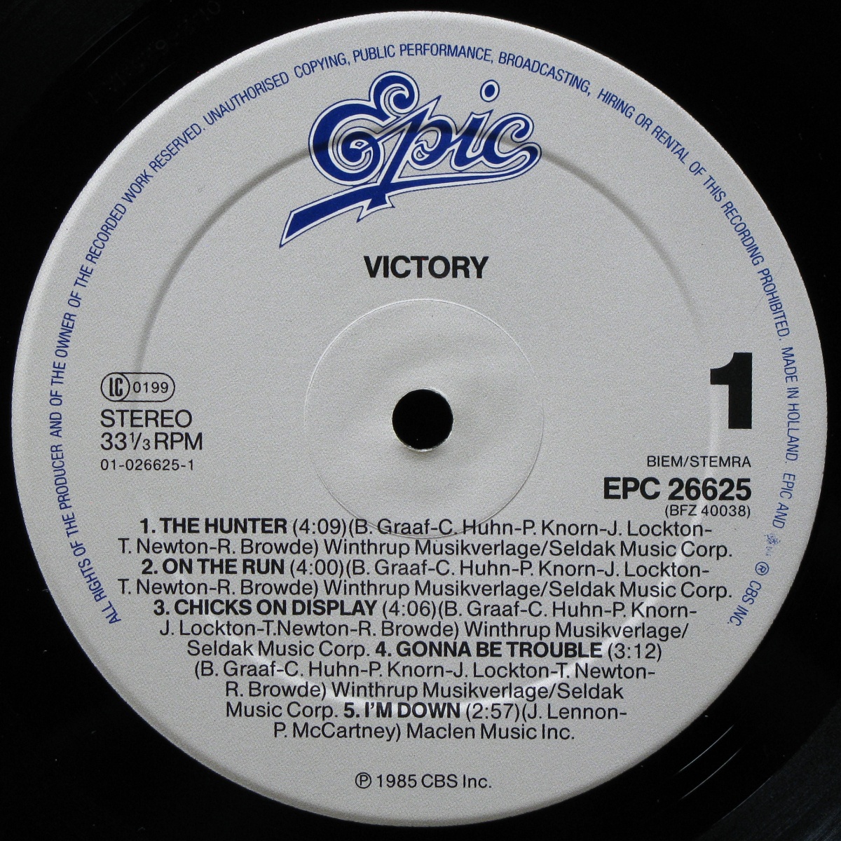 LP Victory — Victory (1985) фото 3