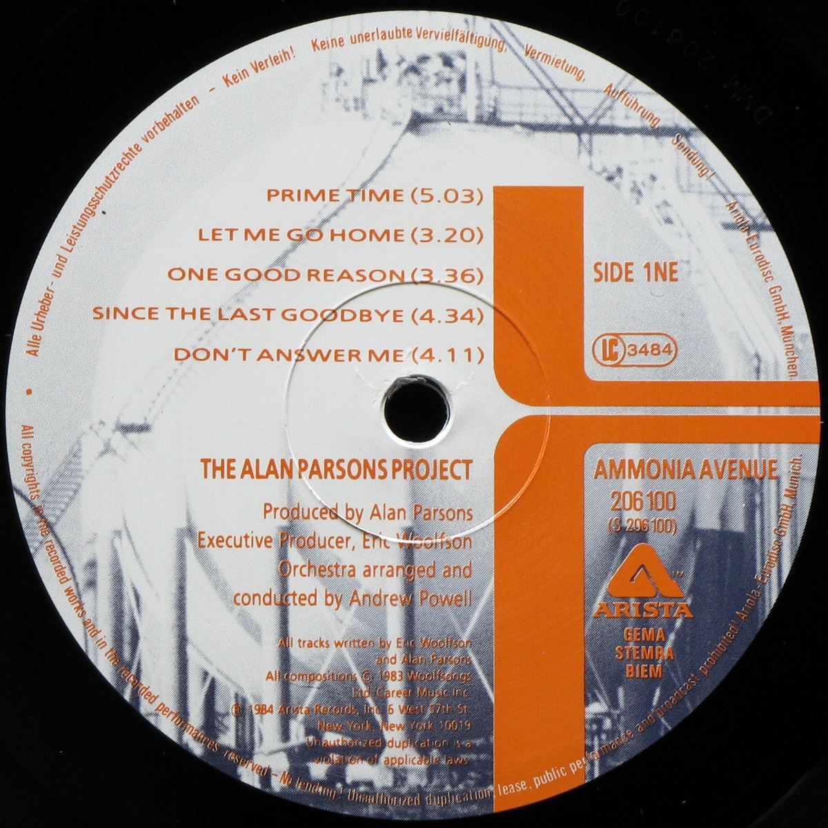 LP Alan Parsons Project — Ammonia Avenue фото 2