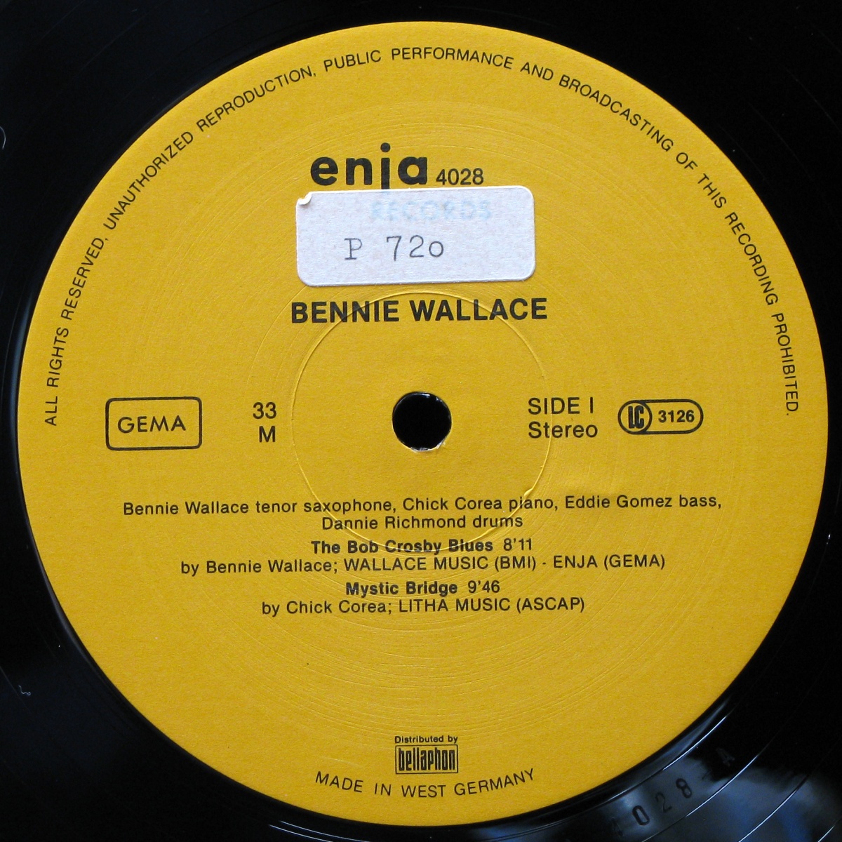 LP Bennie Wallace Trio / Chick Corea — Bennie Wallace Trio & Chick Corea фото 2