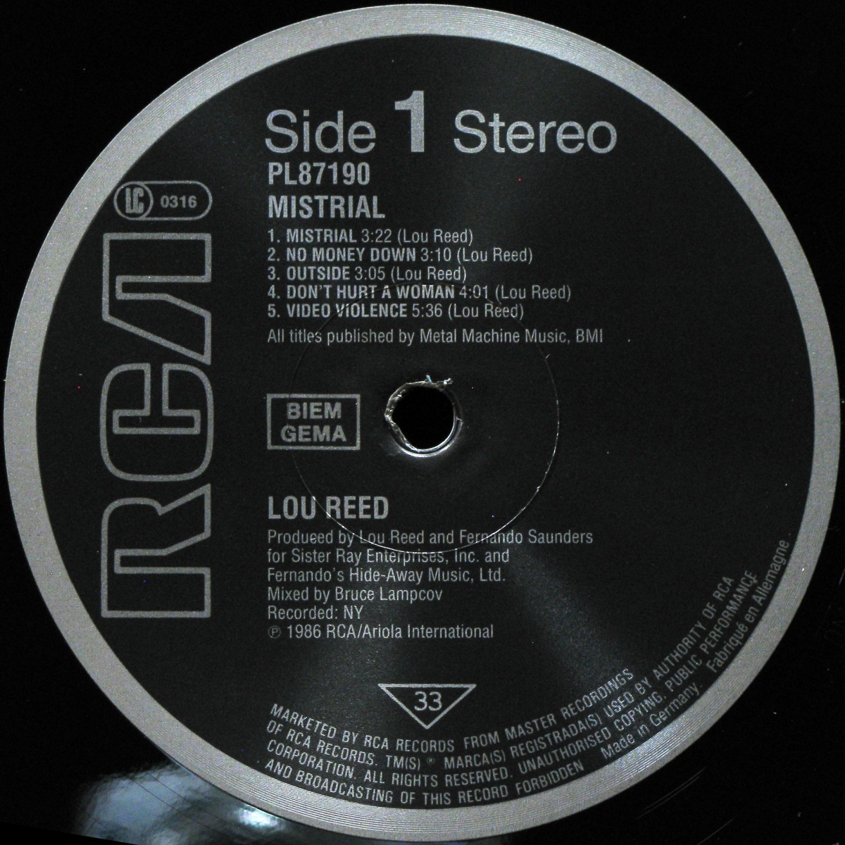 LP Lou Reed — Mistrial фото 2