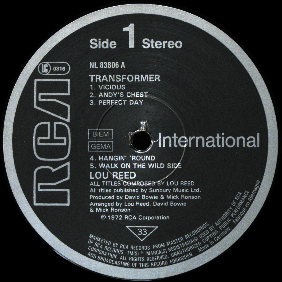 LP Lou Reed — Transformer фото 3