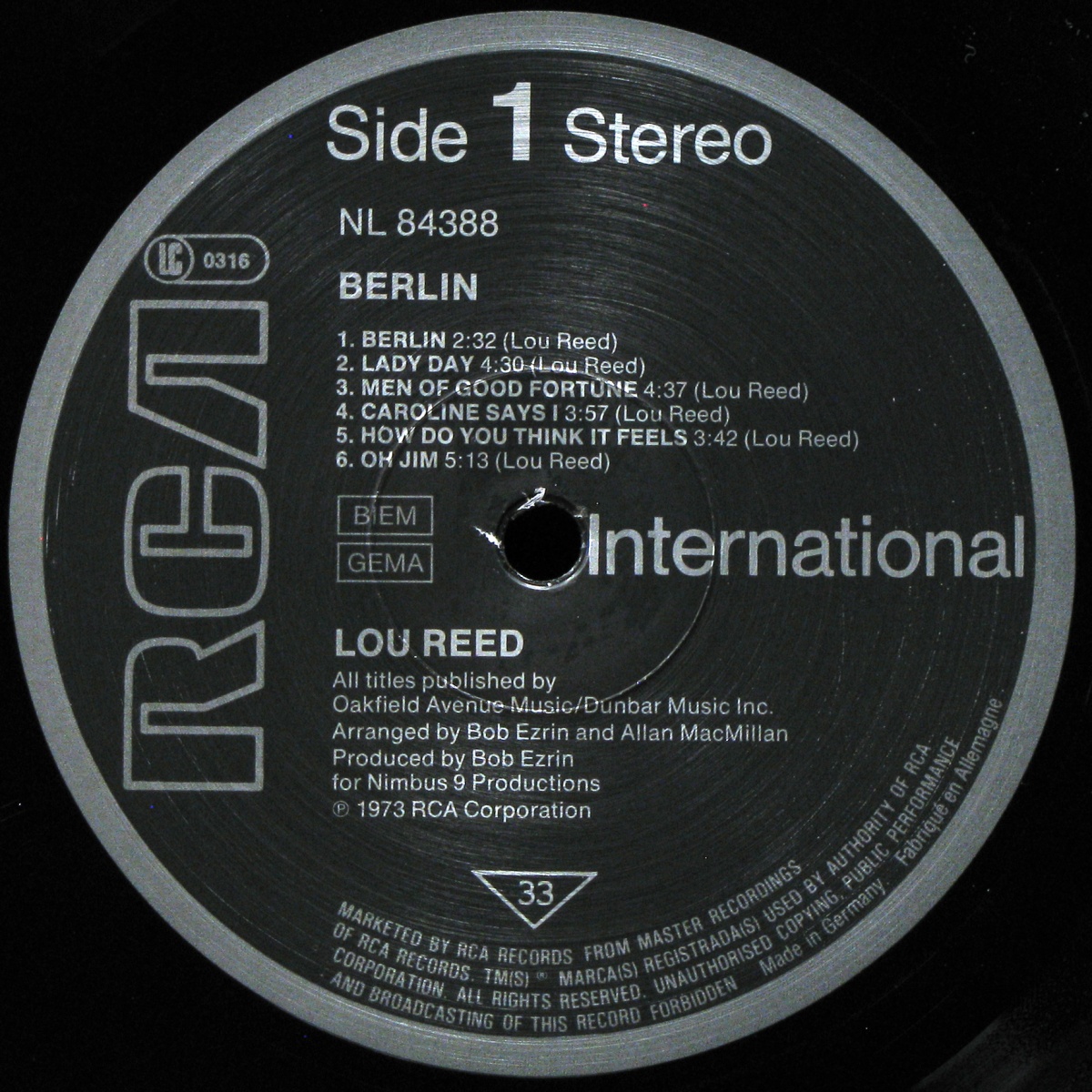 LP Lou Reed — Berlin фото 3