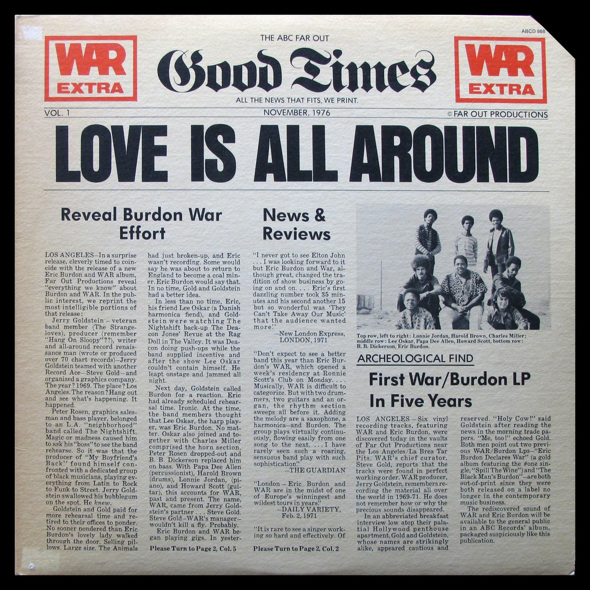 LP War Featuring Eric Burdon — Love Is All Around фото