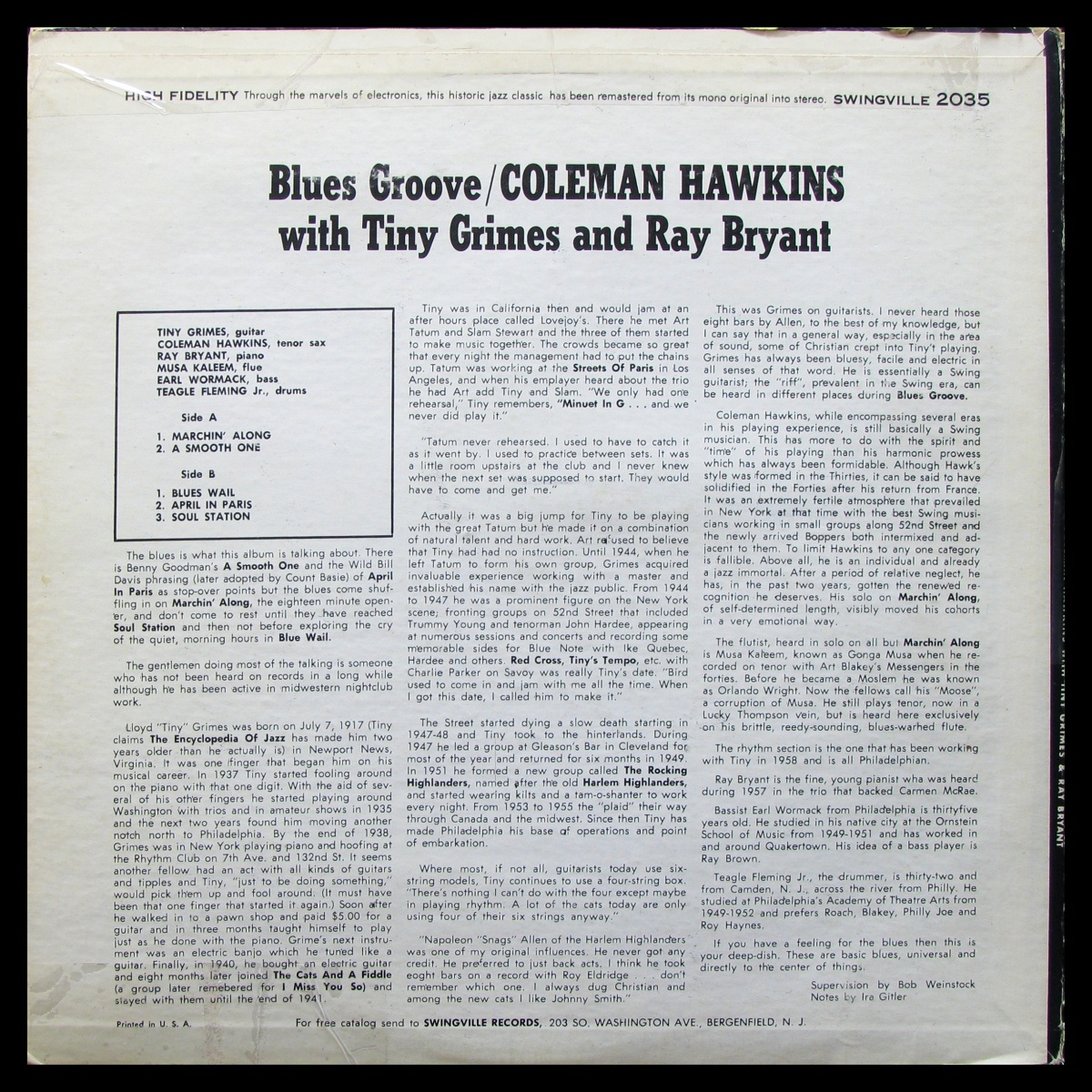 LP Coleman Hawkins / Tiny Grimes — Blues Groove фото 2