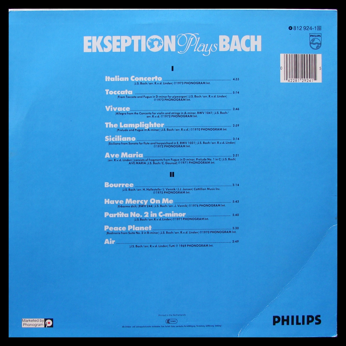 LP Ekseption — Ekseption Plays Bach фото 2