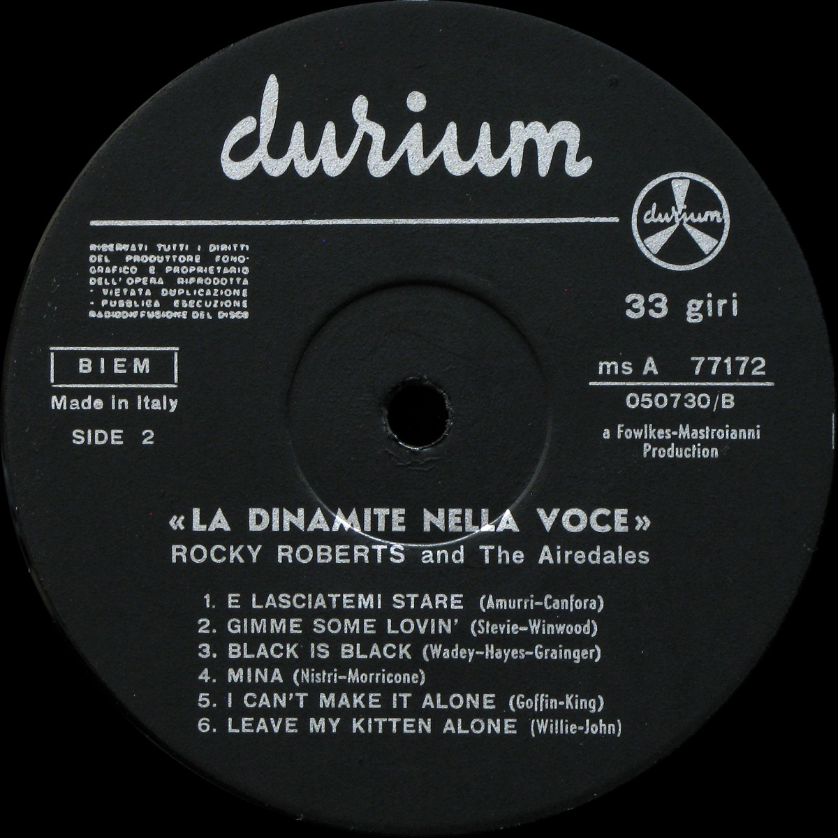 LP Rocky Roberts & The Airedales — La Dinamite Nella Voce (mono) фото 2