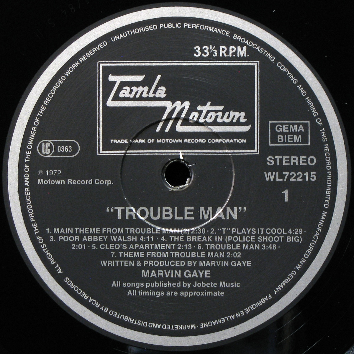 LP Marvin Gaye — Trouble Man фото 3