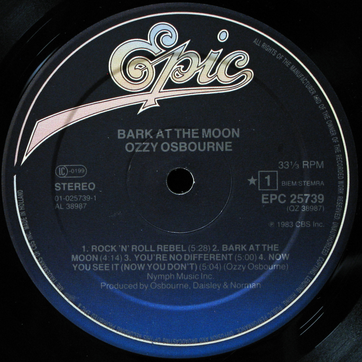 LP Ozzy Osbourne — Bark At The Moon фото 3