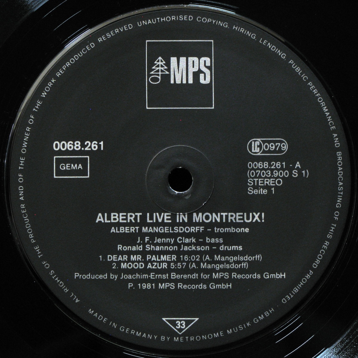 LP Albert Mangelsdorff — Albert Live In Montreux! фото 3