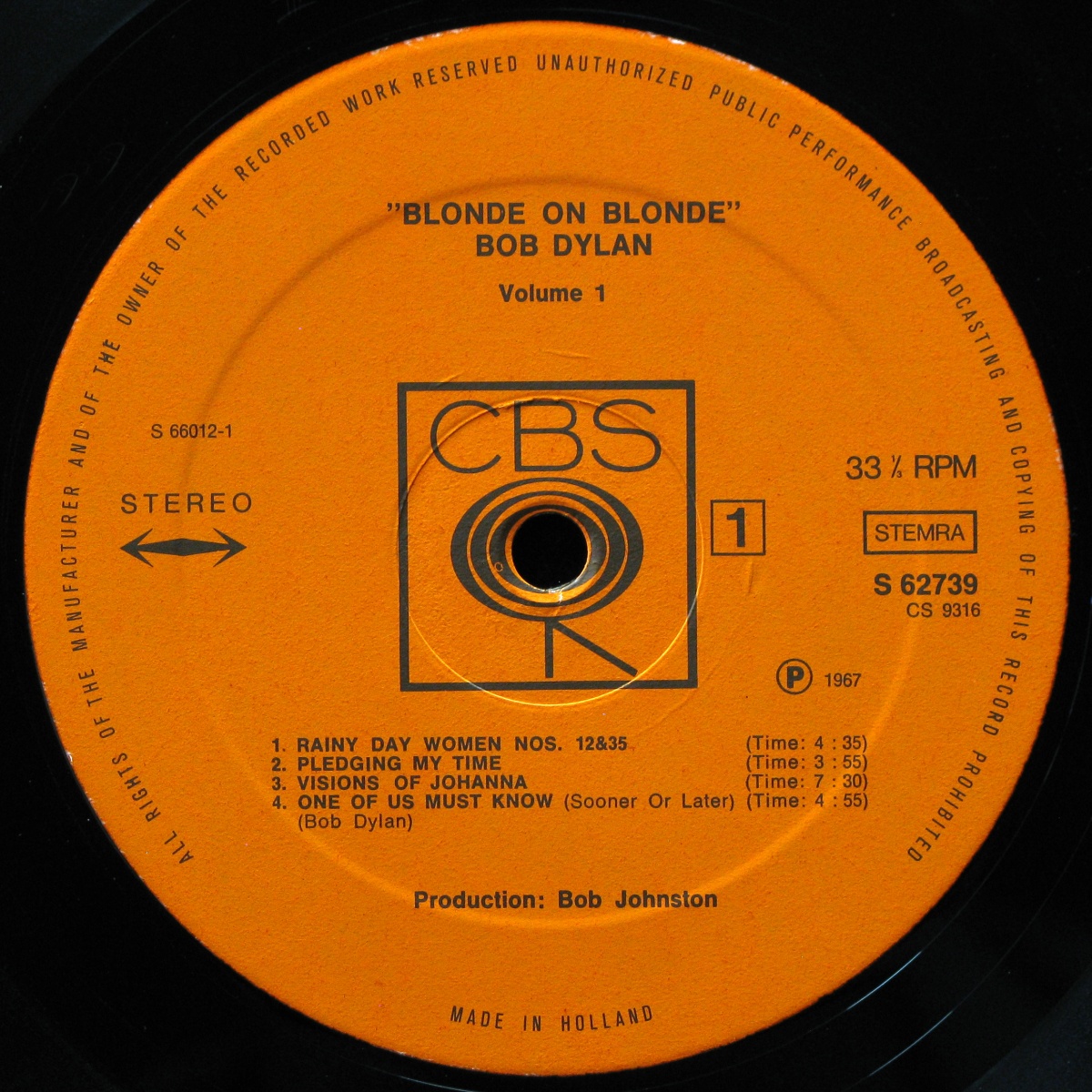 LP Bob Dylan — Blonde On Blonde Vol. 1 фото 2