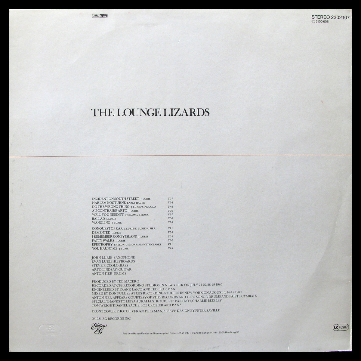 LP Lounge Lizards — Lounge Lizards (1981) фото 2