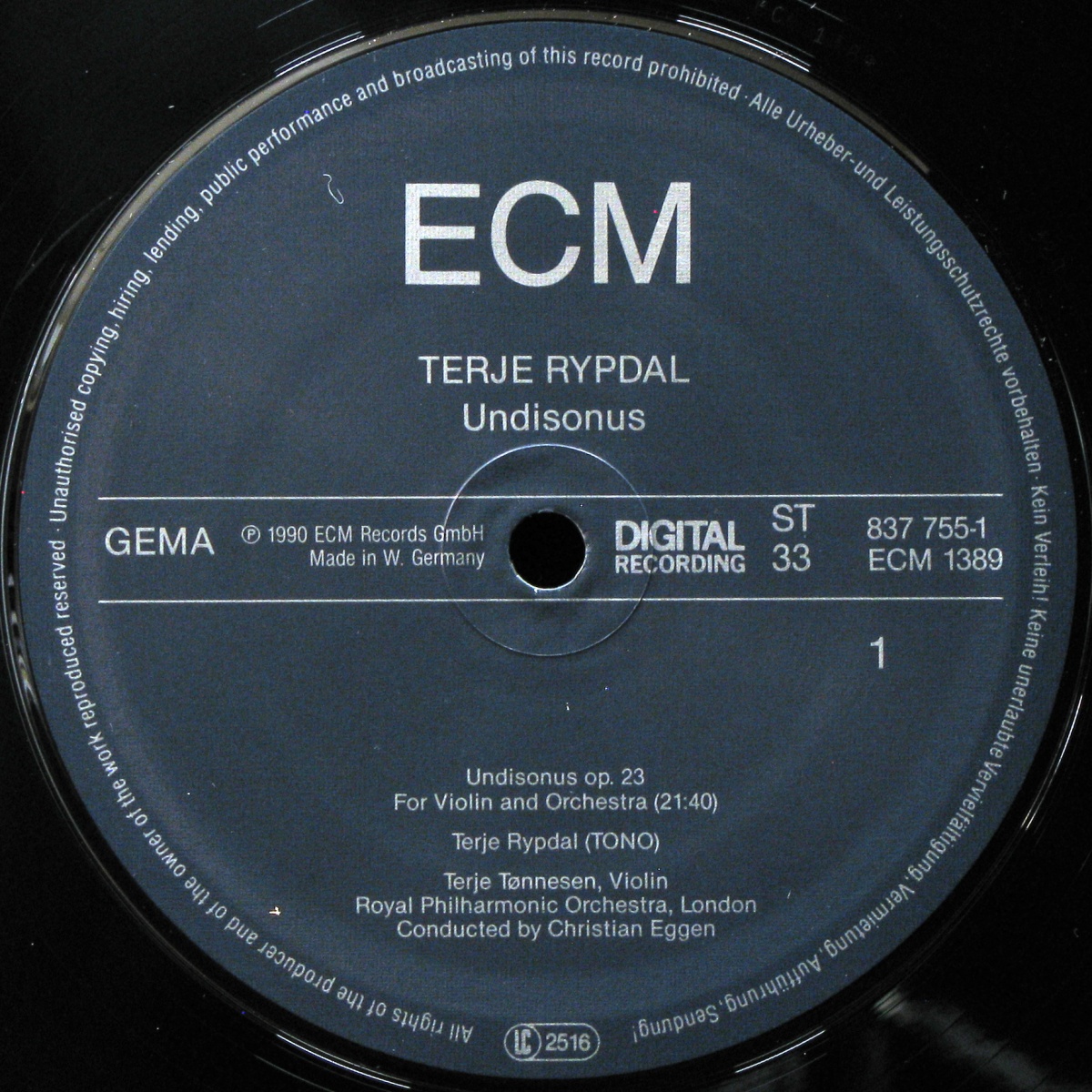 LP Terje Rypdal — Undisonus For Violin And Orchestra / Ineo For Choir And Chamber Orchestra фото 3