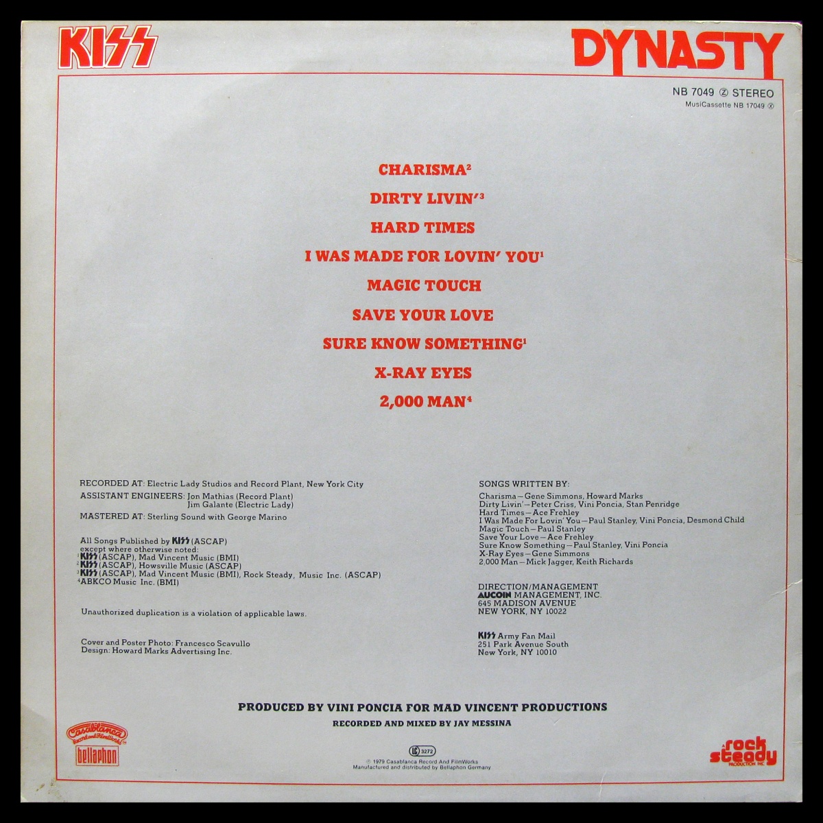 LP Kiss — Dynasty (coloured vinyl, + poster) фото 2