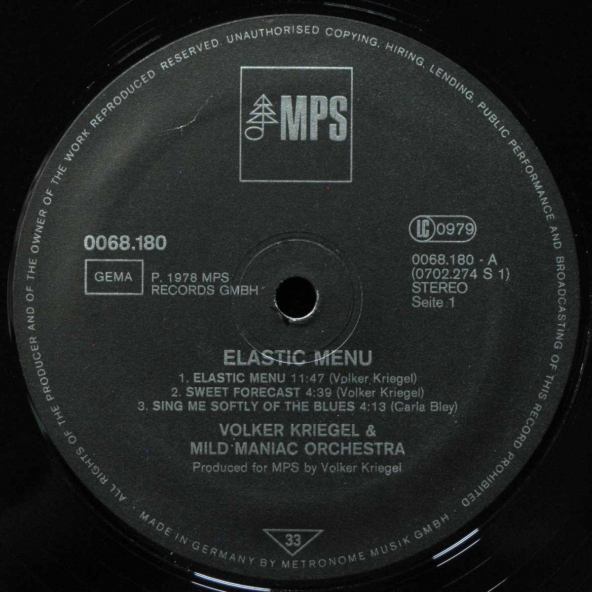 LP Volker Kriegel / Mild Maniac Orchestra — Elastic Menu фото 2