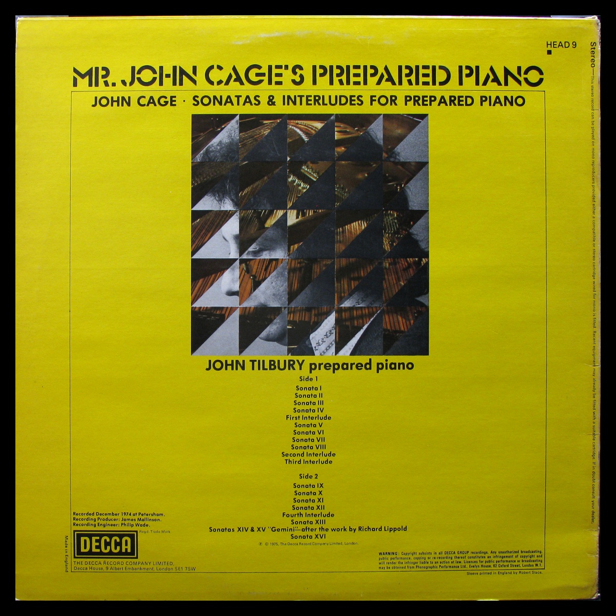 LP John Cage — Mr. John Cage's Prepared Piano фото 2