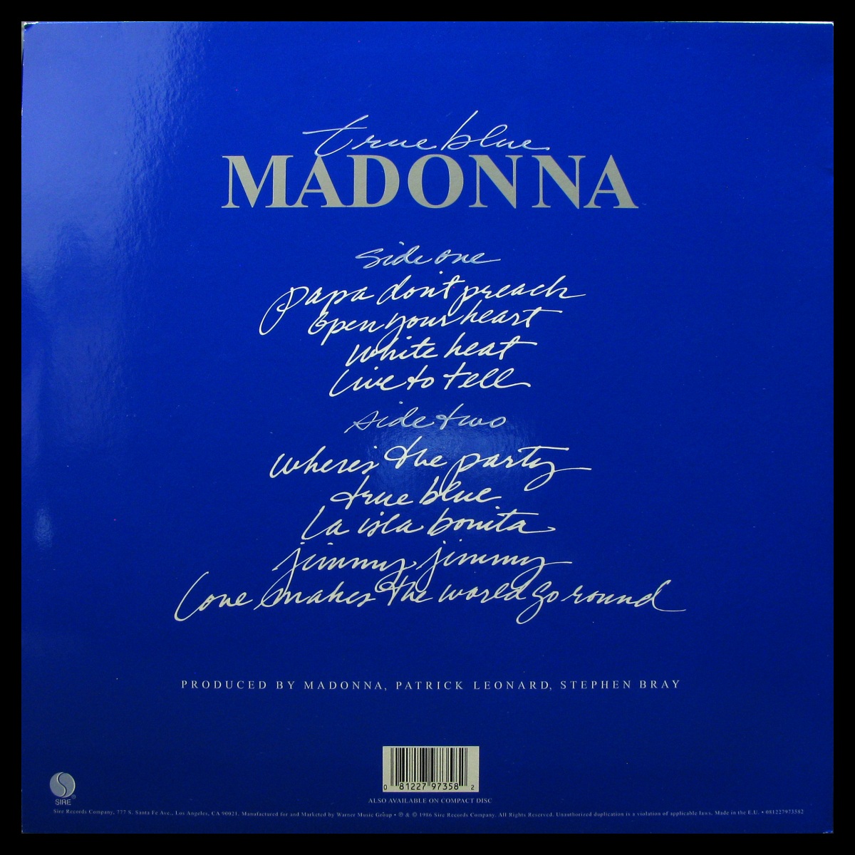 LP Madonna — True Blue (+ poster) фото 2