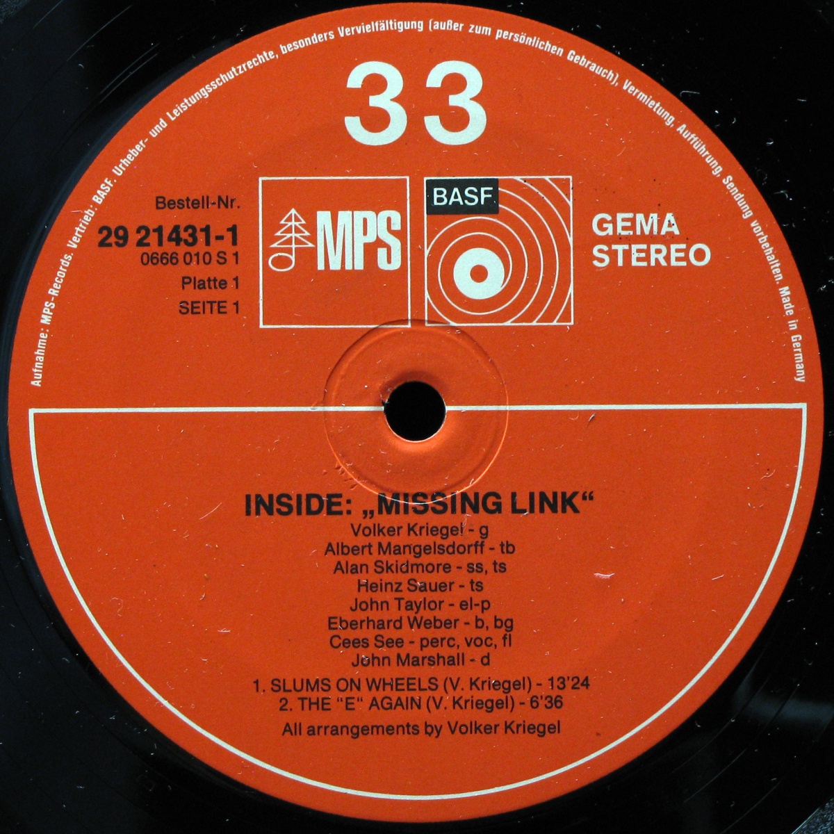 LP Volker Kriegel — Inside: Missing Link (2LP, coverbooklet) фото 3