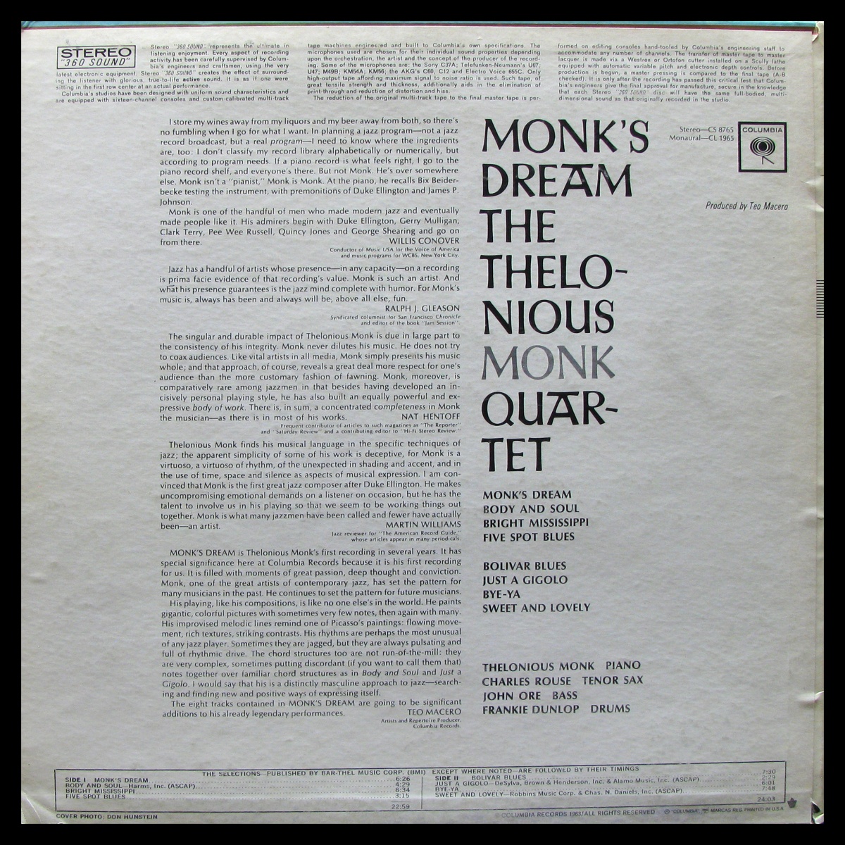 LP Thelonious Monk — Monk's Dream фото 2