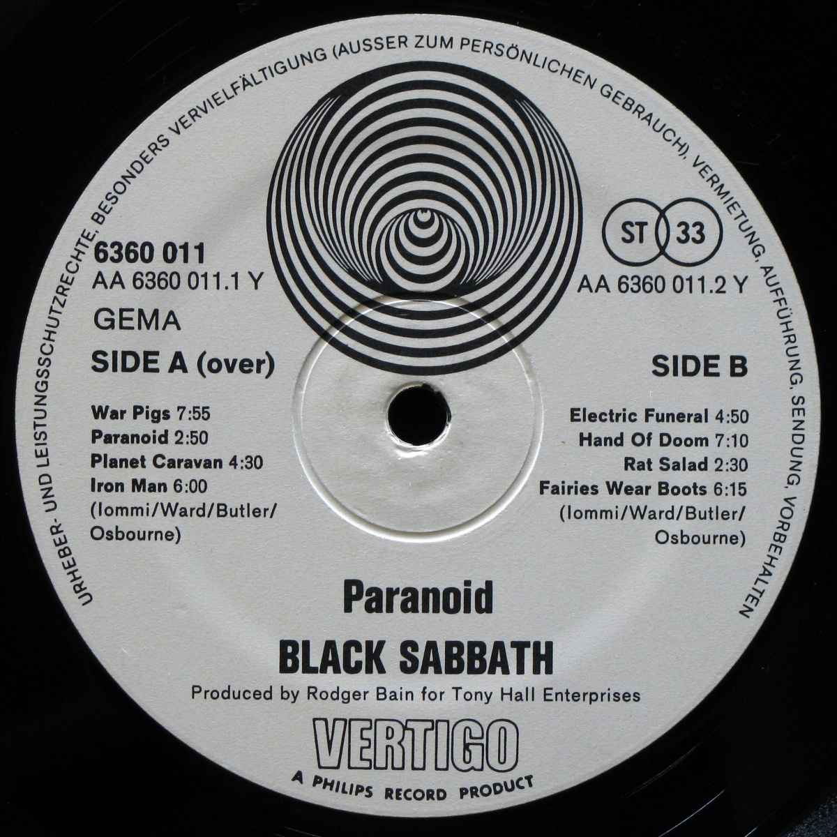 LP Black Sabbath — Paranoid фото 4