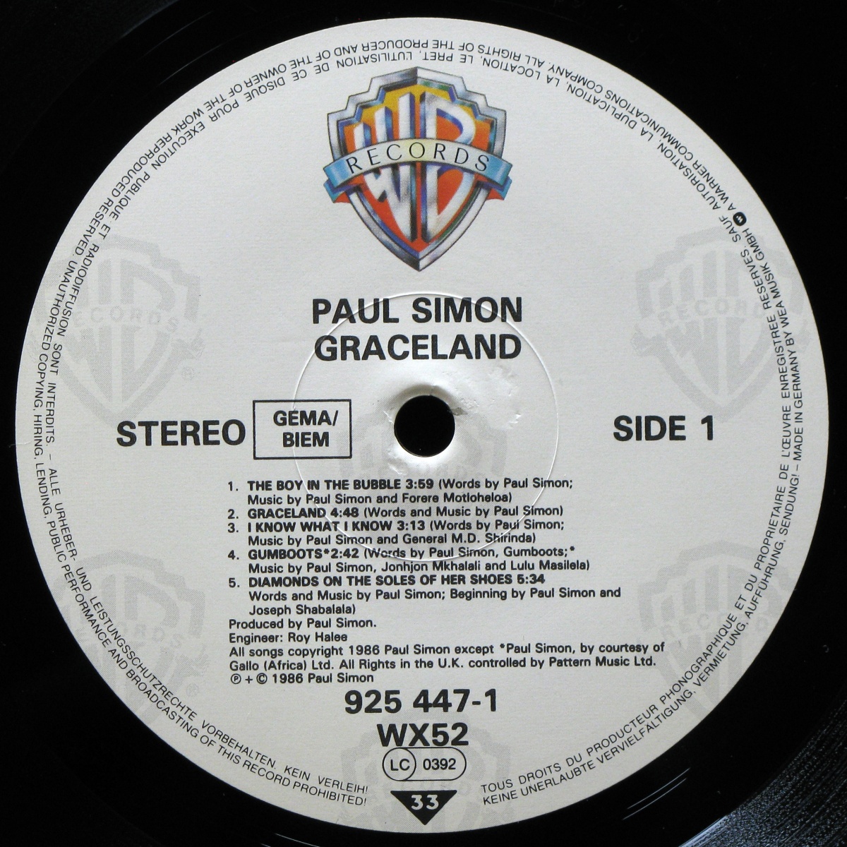 LP Paul Simon — Graceland фото 2