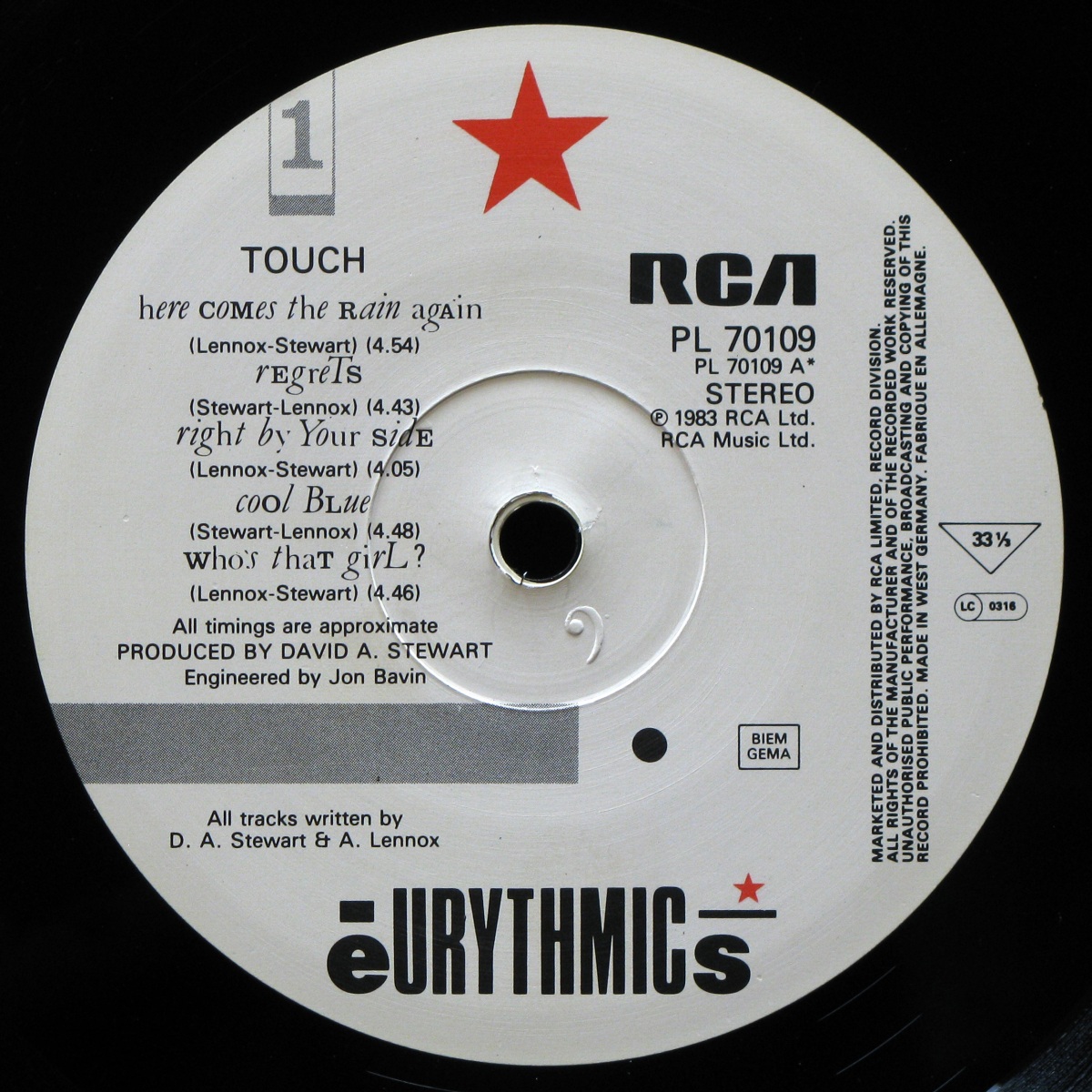 LP Eurythmics — Touch фото 2