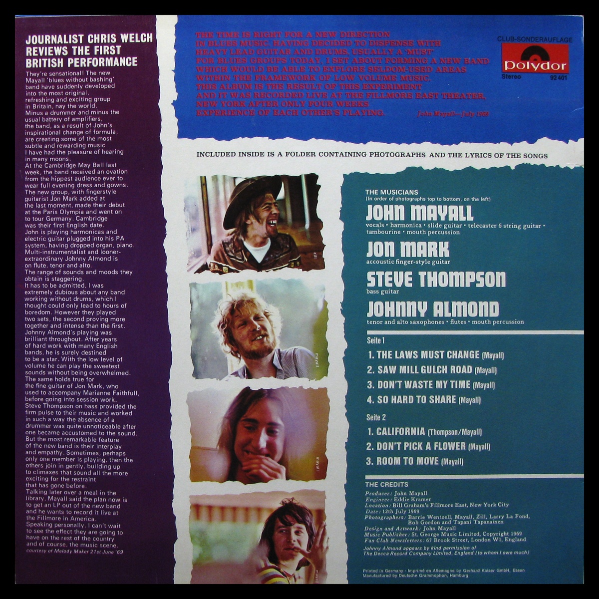 LP John Mayall — White Blues King (club edition) фото 2