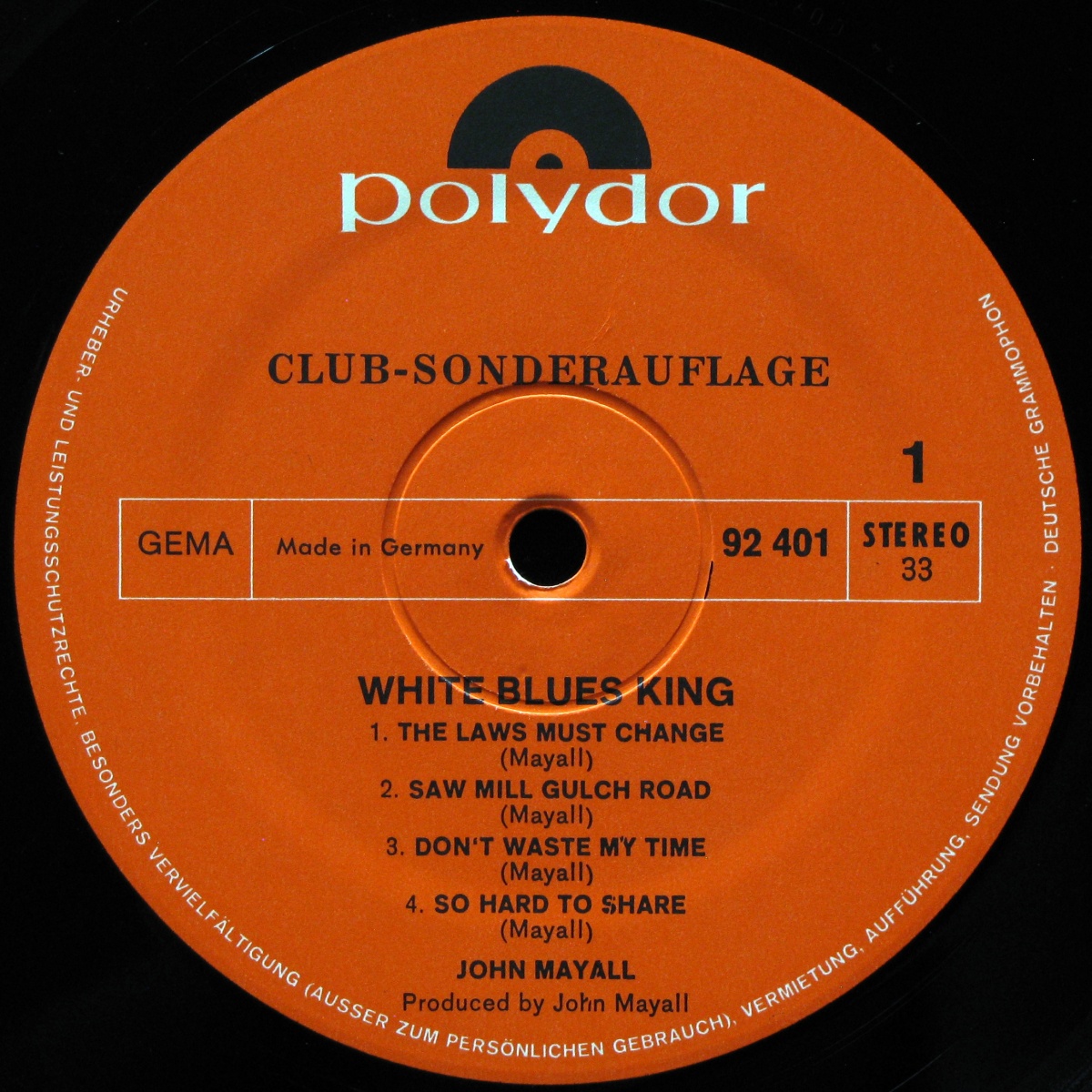 LP John Mayall — White Blues King (club edition) фото 3