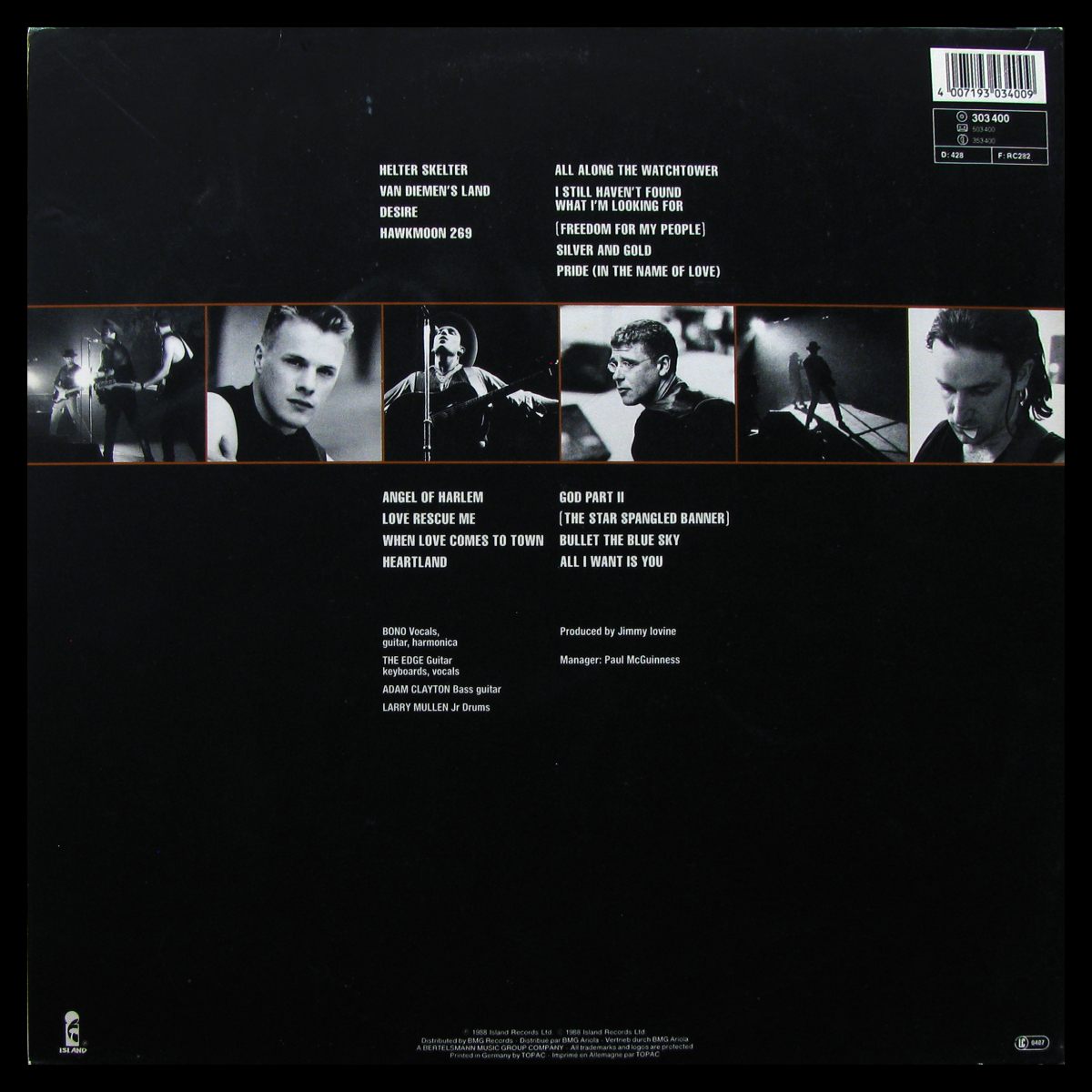 LP U2 — Rattle And Hum (2LP) фото 2