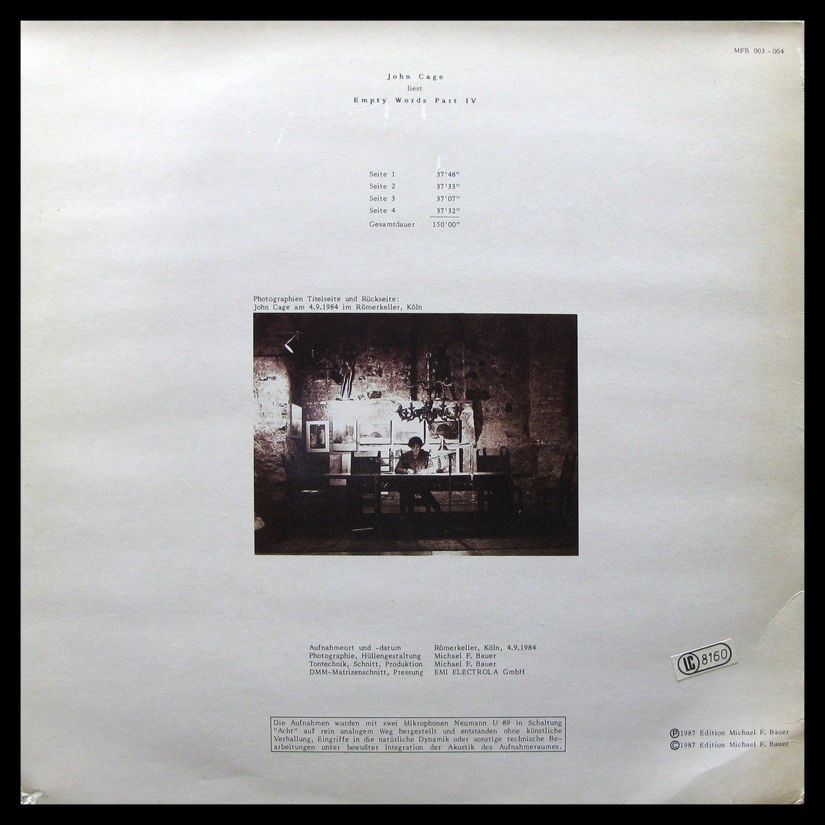 LP John Cage — Empty Words Part IV (2LP) фото 2