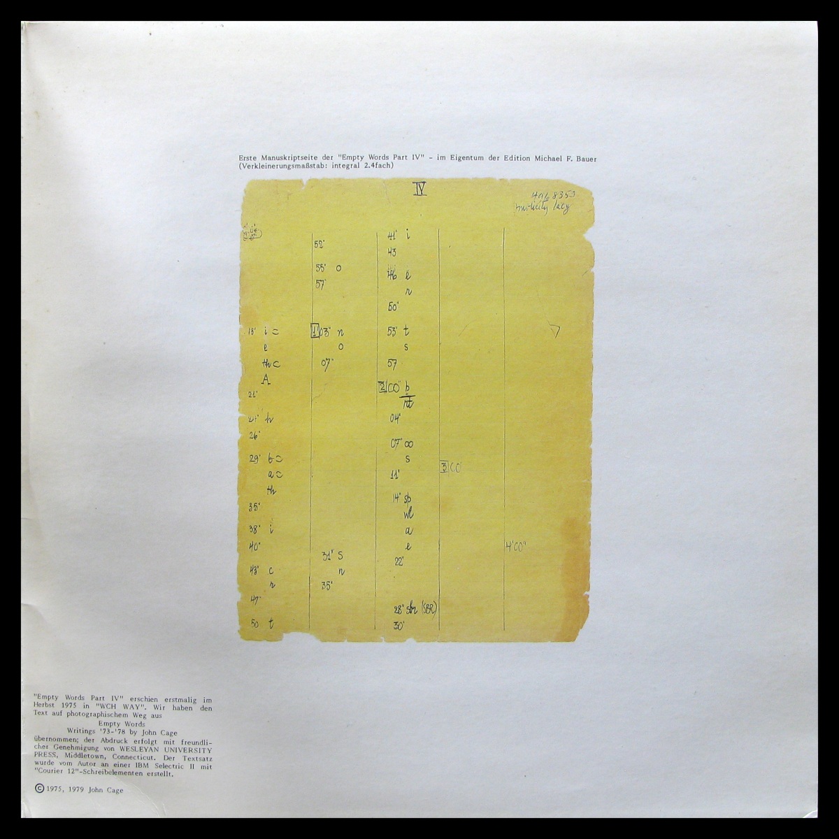 LP John Cage — Empty Words Part IV (2LP) фото 4