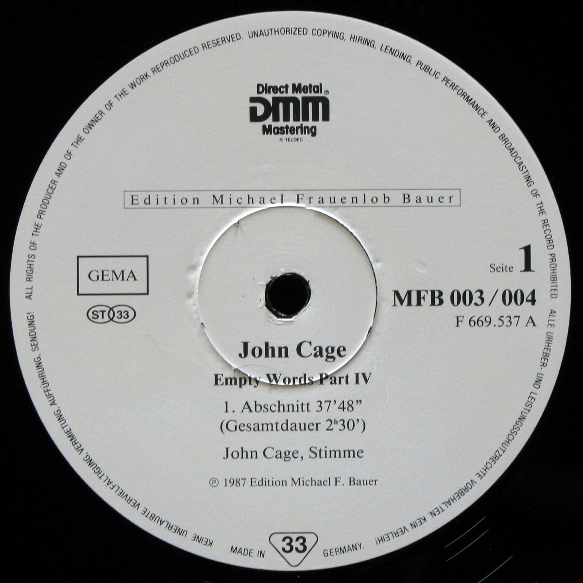 LP John Cage — Empty Words Part IV (2LP) фото 5