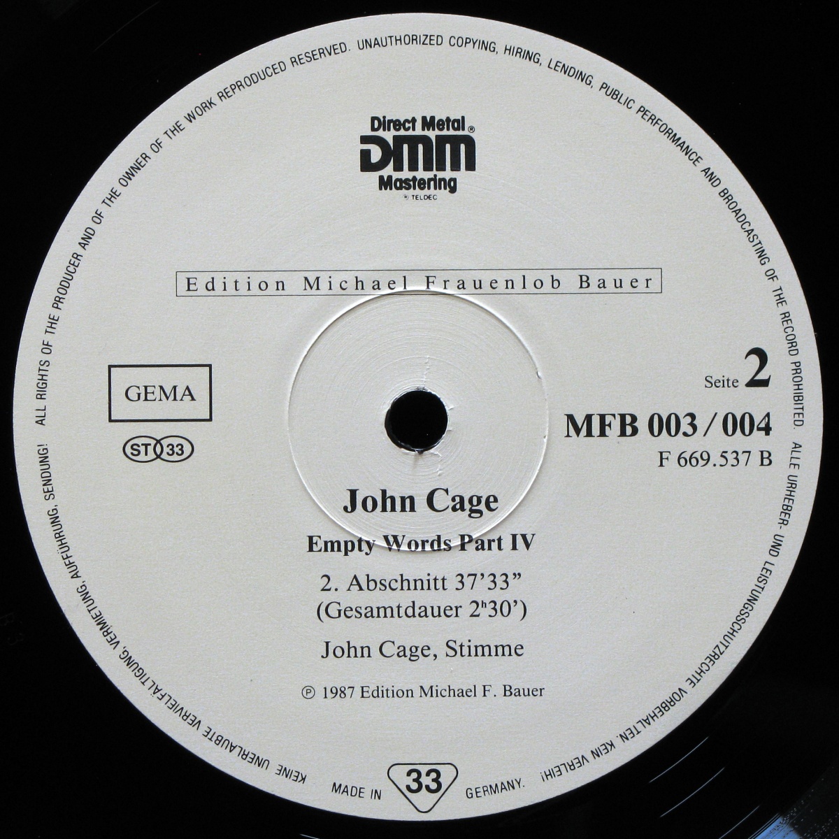 LP John Cage — Empty Words Part IV (2LP) фото 6