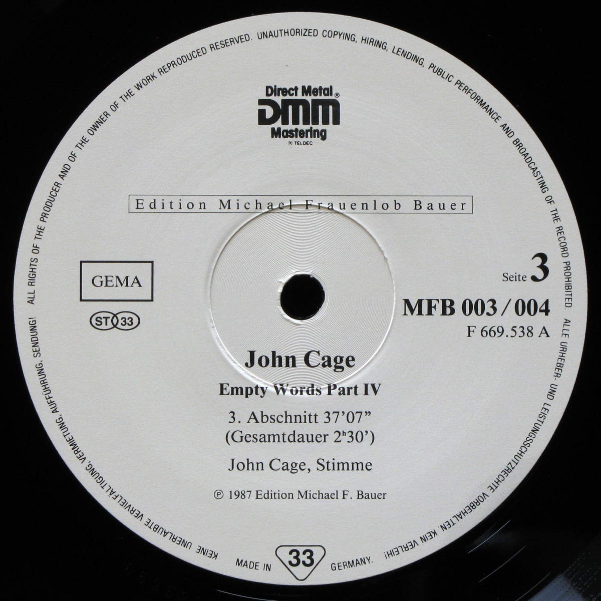 LP John Cage — Empty Words Part IV (2LP) фото 7