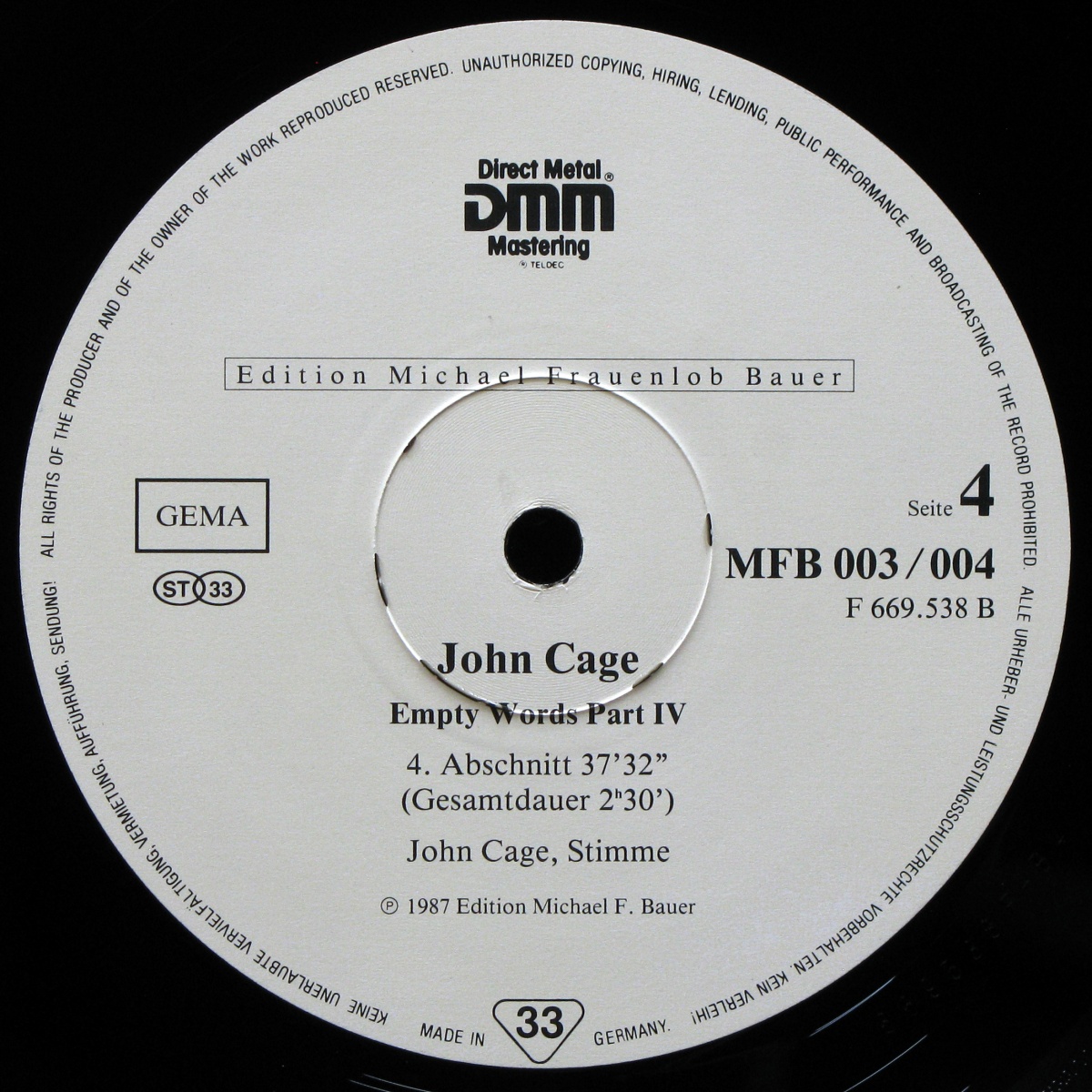 LP John Cage — Empty Words Part IV (2LP) фото 8