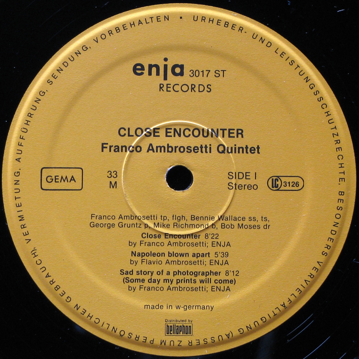 LP Franco Ambrosetti Quintet / Bennie Wallace — Close Encounter фото 2