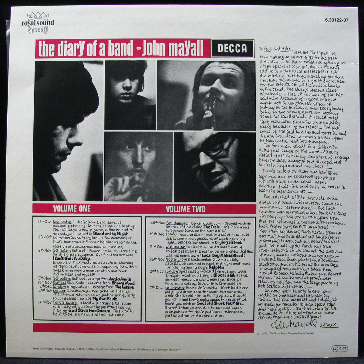 LP John Mayall — Diary Of A Band Volume Two фото 3