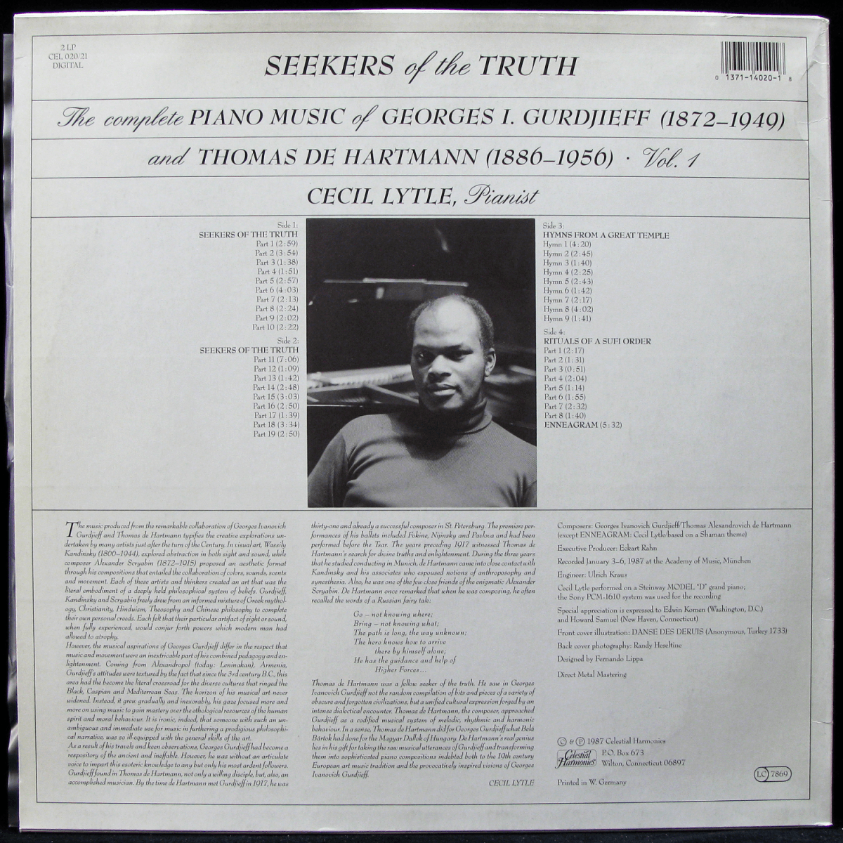 LP Cecil Lytle — Seekers Of The Truth : The Complete Piano Music Of Georges I. Gurdjieff And Thomas De Hartmann Vol. 1+ (2LP) фото 3