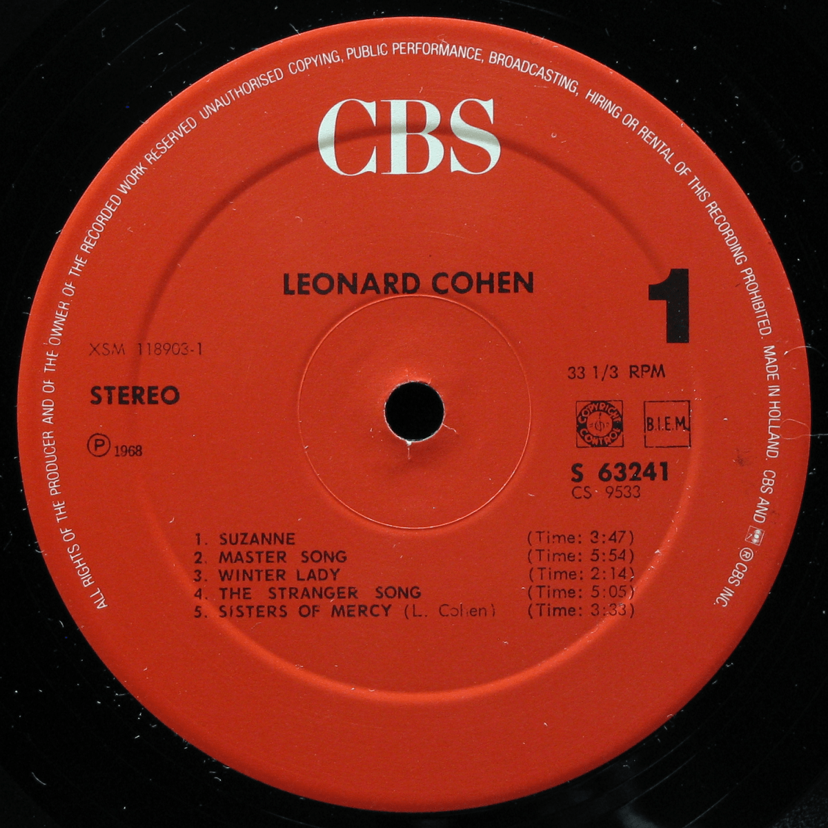 LP Leonard Cohen — Songs Of Leonard Cohen фото 3