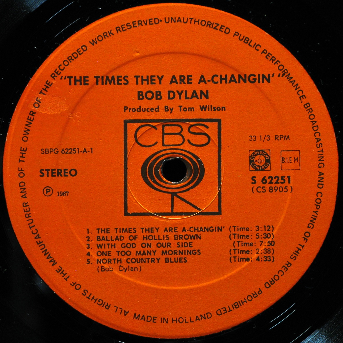 LP Bob Dylan — Times They Are A-Changin' фото 3