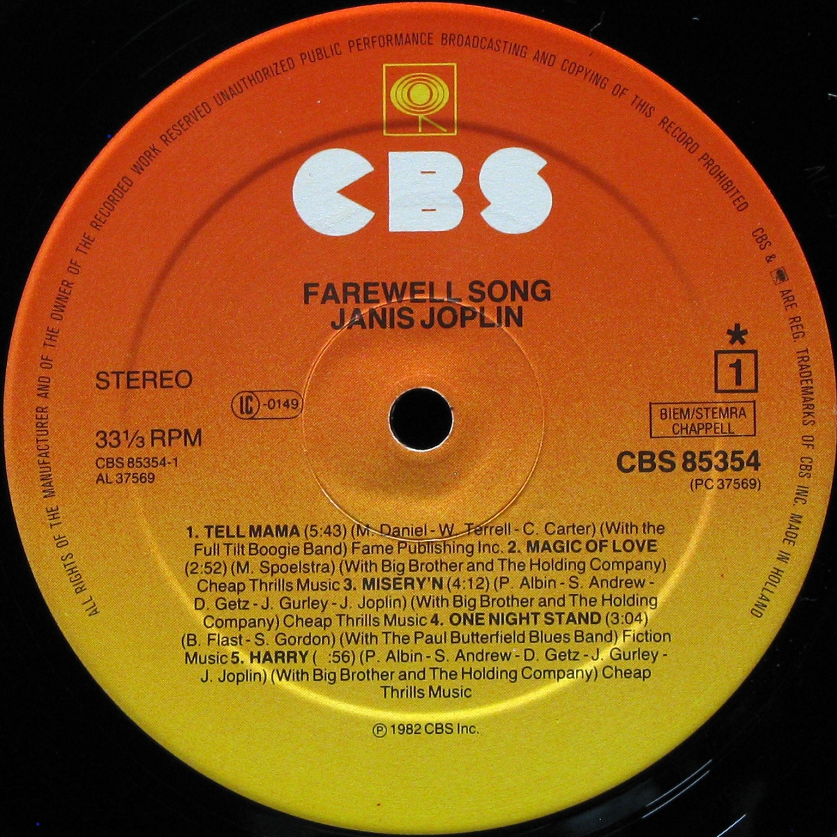 LP Janis Joplin — Farewell Song фото 3